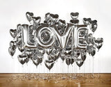 GIANT 40" Silver LOVE Balloons 4 Piece Set Sil- Engagement Party Bridal Shower Wedding Reception Valentine's Day JUMBO