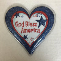 American Flag Heart Plaque 5" POP TOP - Cake Plaque Pick Topper Cake Layon