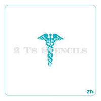 Caduceus Small Medical Emblem - 2 T's Stencils - Cookies Royal Icing Airbrush Cookie Decorating Cakes Etc