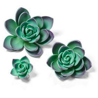 Purple Gumpaste Succulent Flower Set - 4" 3" 1.5" SET OF 12