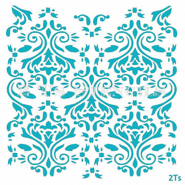 Damask Background Stencil - 2 T's Stencils - Cookies Royal Icing Airbrush Cookie Decorating Cakes Etc