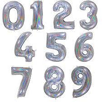 Balloon Number 0-9 Silver Holographic 40"