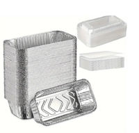 Food Container Aluminum Foil Pans with Lids 6" x 4.7" x 1.5"