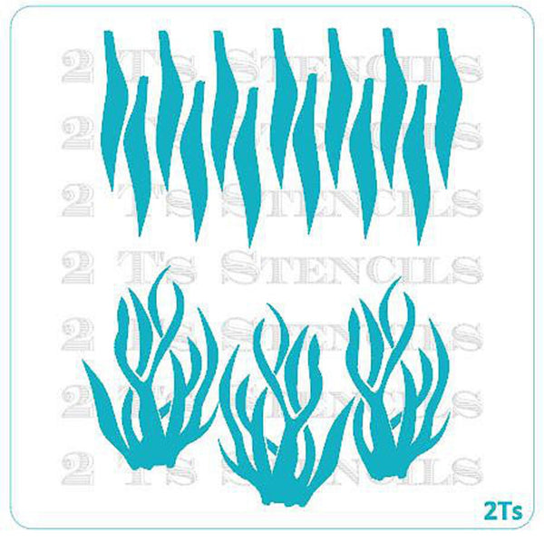 SEA WEED Stencil - 2 T's Stencils - Cookies Royal Icing Airbrush Cookie Decorating Cakes Etc