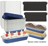 Food Container Mini Cake Pan Set with Lids (Blue) & Spoons - 6.76 oz Non Stick