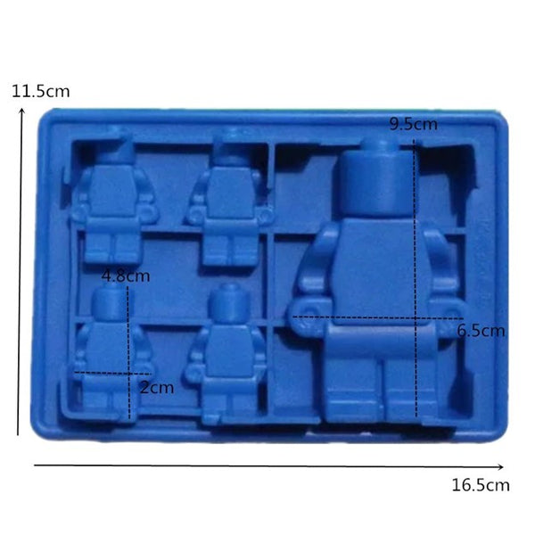 Building Blocks Silicone Mold 5 ROBOT 1-2.5" X 3.5" 4-1.75" X 1.25"
