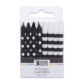 Black Stripes and Dots Pattern Candles