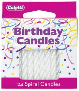 24 White Spiral Candles