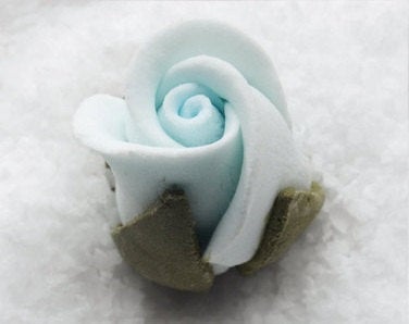 Pastel Blue Rosebud Flower - 1" Set of 3 - Gumpaste