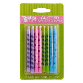 Bakery Crafts Glitter Stripes & Dots Candles