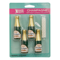 Champagne Bottle Shaped Candle Holders with Candles 4 pk