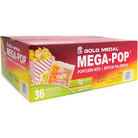 Popcorn Kit 8 oz Mega Pop COCONUT OIL 36per CASE For 6oz popper- 0g Trans Fat Dairy & Gluten Free