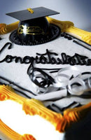 Graduation Cap & Tassel Cake / Cupcake Topper Black & Gold 3D