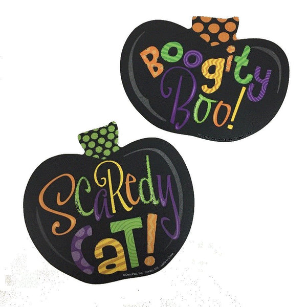 CAKE LAY ON Scaredy Cat & Boogity Boo Halloween Cake Layon Set 2 pieces - Cake Plaque Pick Topper Happy Halloween!
