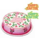 Happy Easter Floral Cake Lay On 4.5" - Cake Plaque Pick Topper Winter Holidays Christmas