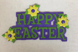 Happy Easter Floral Cake Lay On 4.5" - Cake Plaque Pick Topper Winter Holidays Christmas