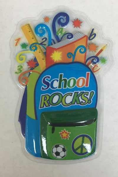 School Rocks 5.5" Cake Lay On Pop Top - Cake Plaque Pick Topper Back to School