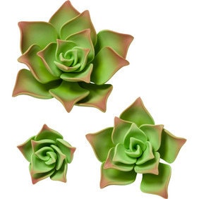Green Gumpaste Succulent Flower Set - 4" 3" 1.5" SET OF 3