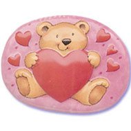 Bear holding Heart Cake Pop Top - Cake Plaque Pick Topper Valentine's Day