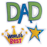 World's Best Dad Cake Lay on 4" Set POP TOP - Cake Plaque Pick Topper