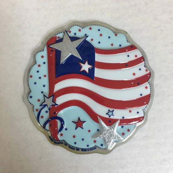 American Flag Round Plaque 5" POP TOP - Cake Plaque Pick Topper Cake Layon