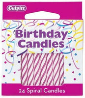 24 Pink & White Spiral Candles 2.5" Birthday Candle