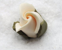 Ivory Open 1" Rosebud Flower - Set of 3 Gumpaste