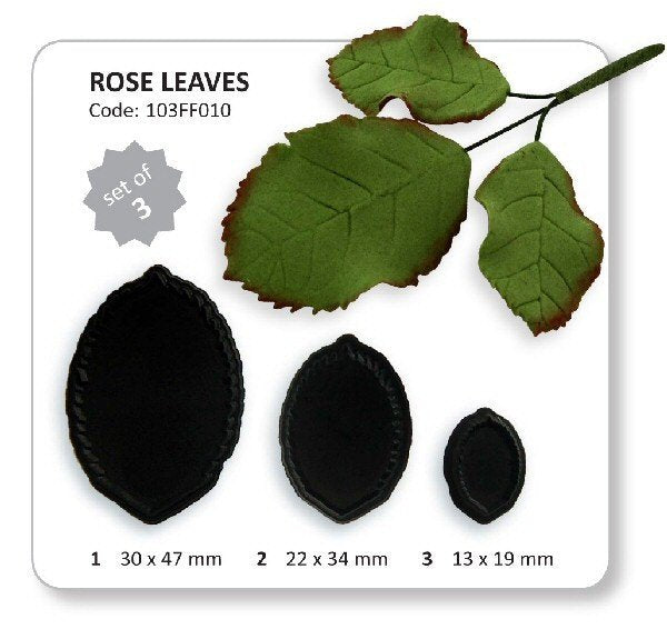 JEM 3 PC Rose Leaves Cutter Set - Fondant Gumpaste Clay Crafts