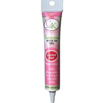 Lipstick Red Shimmering Piping Gel 1.5 oz Tube - Cake Decorating Write On Gel Lettering Ready to Use Kosher
