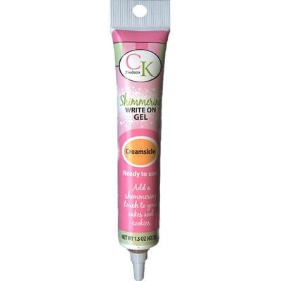 Orange Creamsicle Shimmering Piping Gel 1.5 oz Tube - Cake Decorating Write On Gel Lettering Ready to Use Kosher