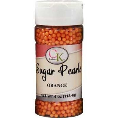 3-4 mm Orange Sugar Pearls 4 oz Jar - 113.4 g Sprinkles Beads