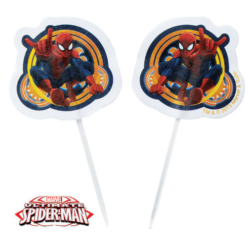 24 Ultimate Spiderman Cupcake Fun Pix - 3&quot; Marvel Comics