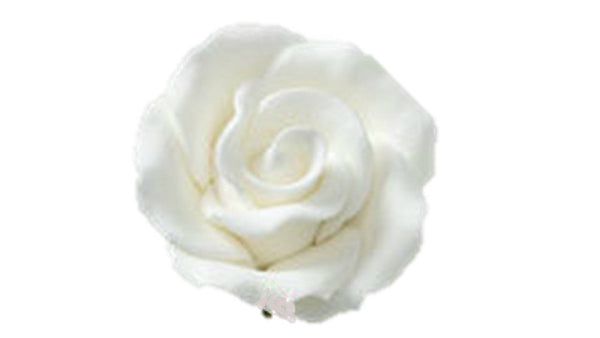 1" White Rose with Calyx Leaves Flower - Set of 3 Gumpaste 103106