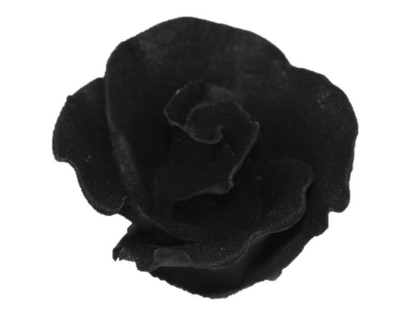 1.5" Black Formal Rose Flower - Set of 3 Gumpaste 101100