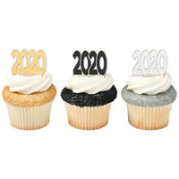 Graduation CC Pick 2020 gold,silver, black 4 of ea color / Cupcake Topper SALE
