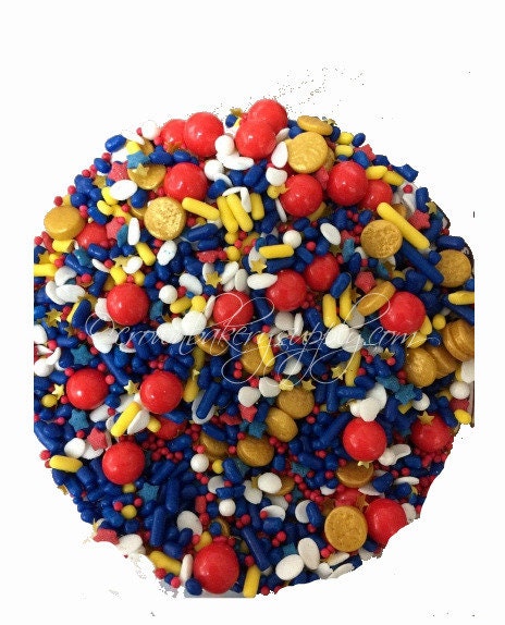 Wonder Woman Sprinkles Mix 2 oz 4 oz 6 oz - Cake Decorating Cookies Cupcakes