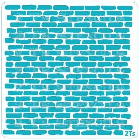 Brick Background Stencil - 2 T's Stencils - Cookies Royal Icing Airbrush Cookie Decorating Cakes Etc