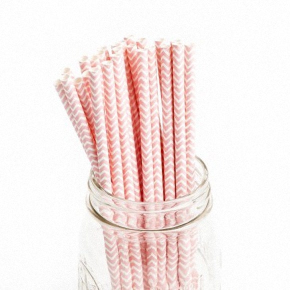 Straws Cake Pop Sticks Orange Chevron or Straws 7.75"