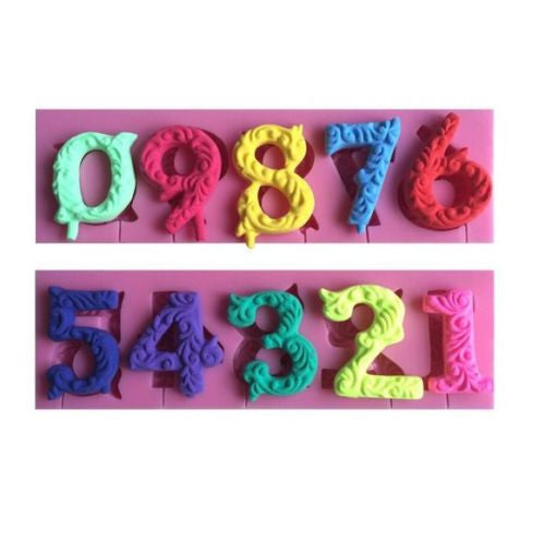 Numbers 0-9 Silicone Mold - Gumpaste Fondant Royal Icing Soap DIY Number #